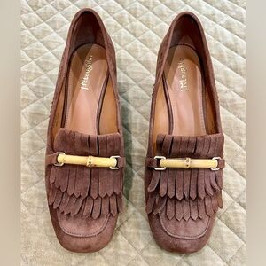 J. McLaughlin Brown Suede Heels with Fringe Detail